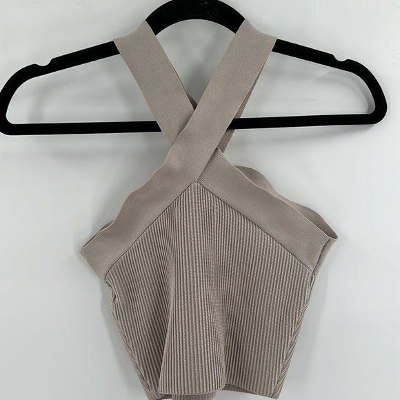 Babaton Cream Ribbed Cross-Front Tank Top - Picture 4 of 6